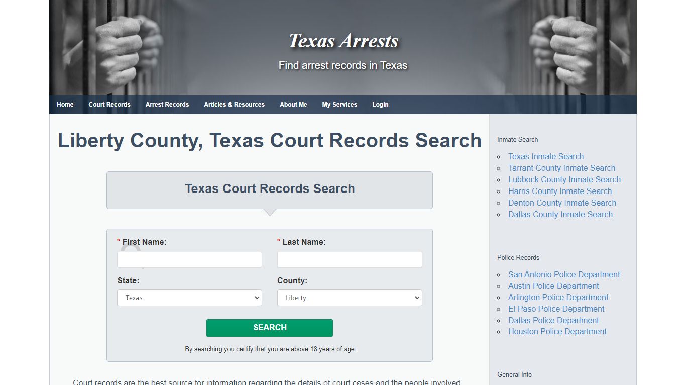 Liberty County, Texas Court Records Search - Texas Arrests