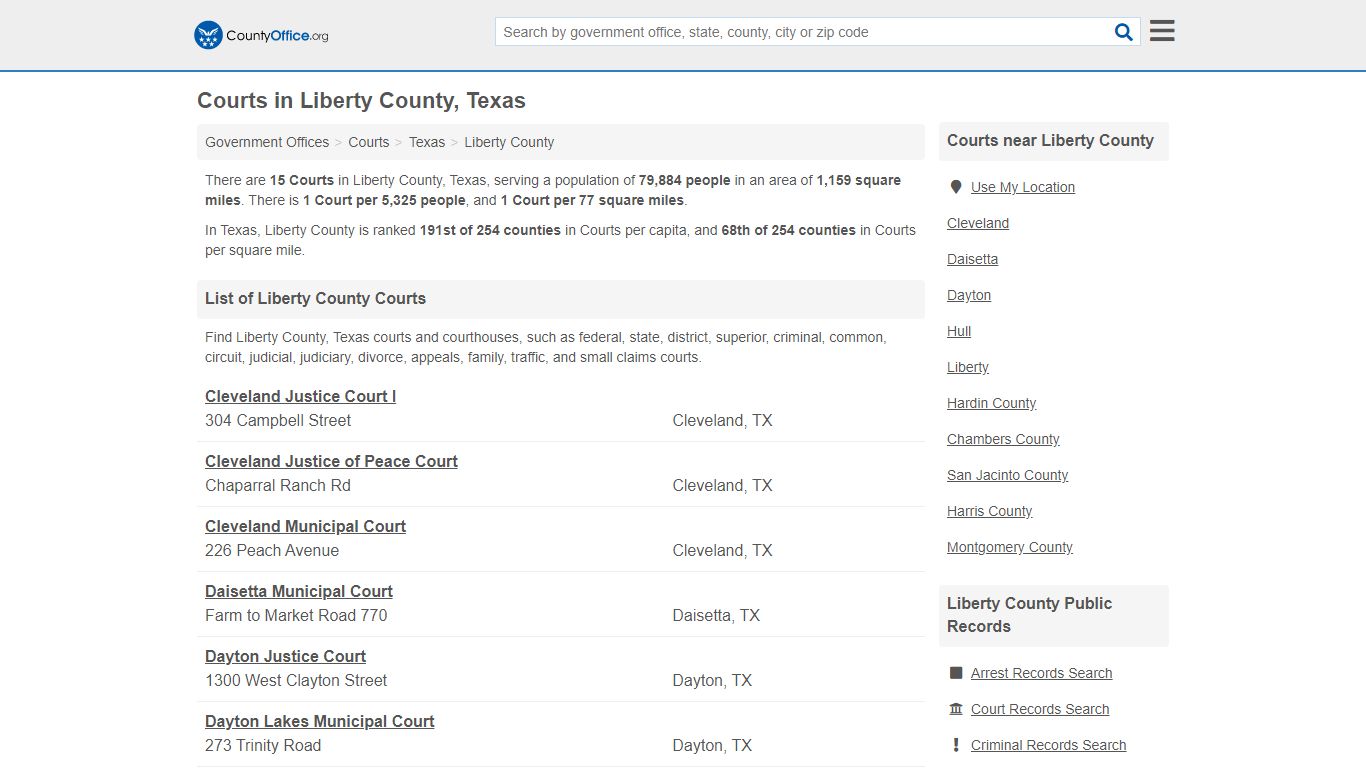 Courts - Liberty County, TX (Court Records & Calendars)